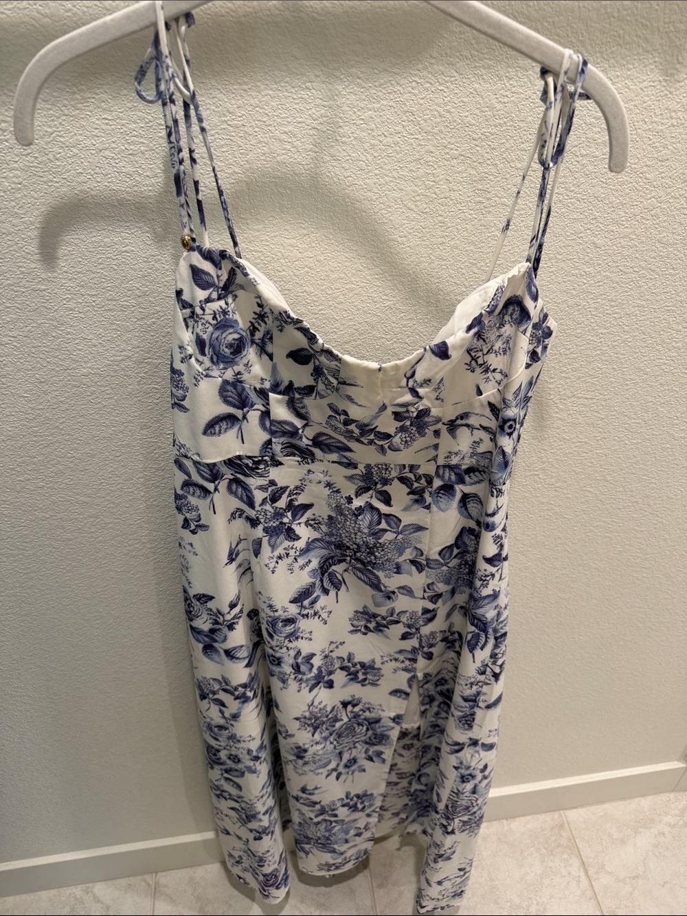 Petal and Pup Blue Floral Bustier Tie-Strap Sundress